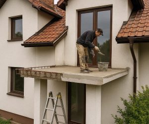 Balkon w trakcie remontu